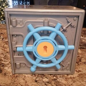 Gray and Blue Toy Safe with Yellow Keyhole